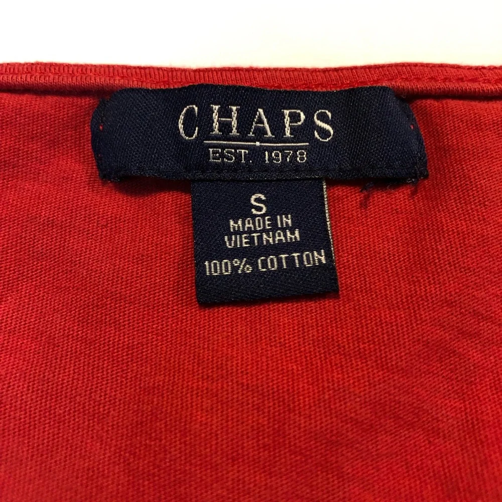 Chaps Women’s Sleeveless 100% Cotton Pullover Stretch Button-Front Red Top S - Picture 2 of 6